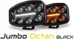 Reflektor SKYLED Jumbo Octan Black FULL LED z białym/pomarańczowym światłem pozycyjnym (80W, ECE R10, R112, ref.25) , nr kat. JE320.40B