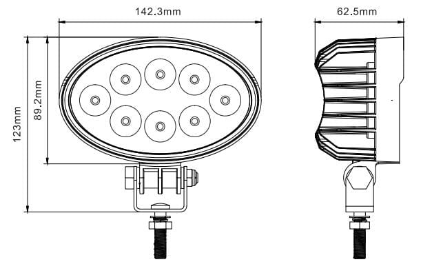 Lampa robocza SKYLED RED LINE owalna 24W, 8 LED, 9-32V, 2160 Lm, IP67/69K (światło rozproszone) ADR, nr kat. 13SL50472