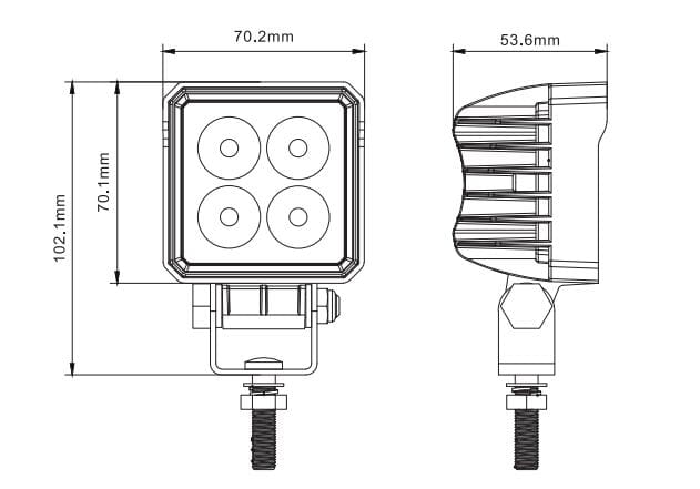 Lampa robocza SKYLED RED LINE kwadratowa 12W, 4 LED, 9-32V, 1080 Lm, IP67/69K (światło rozproszone) ADR, nr kat. 13SL50532