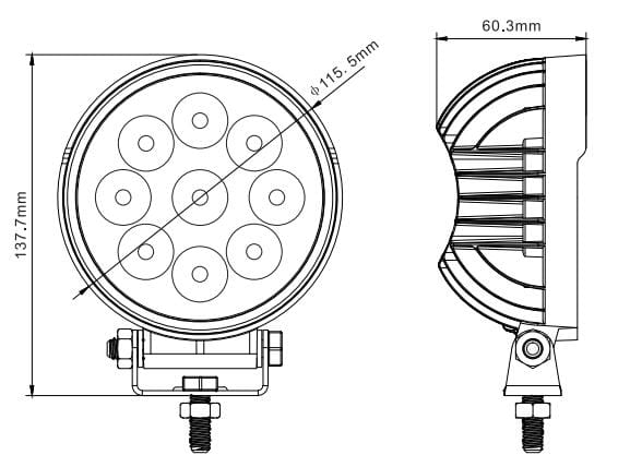 Lampa robocza SKYLED RED LINE okrągła 27W, 9 LED, 9-32V, 2430 Lm, IP67/69K (światło rozproszone) ADR, nr kat. 13SL50492