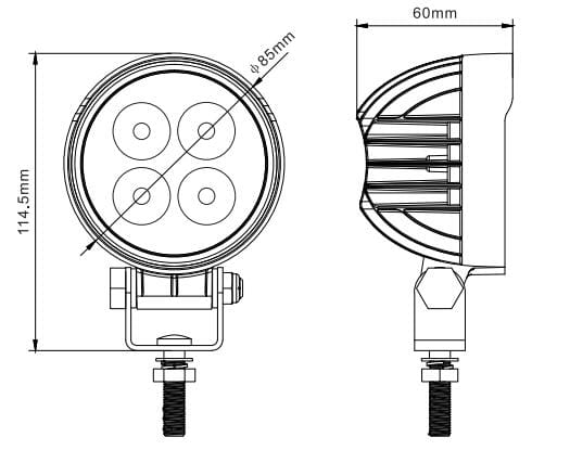 Lampa robocza SKYLED RED LINE okrągła 12W, 4 LED, 9-32V, 1080 Lm, IP67/69K (światło rozproszone) ADR, nr kat. 13SL50552