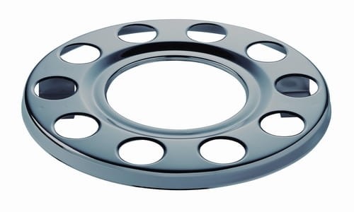 Osłona na felgę 22,5", malowana proszkowo na szaro, otwarty środek, mocowana na śruby, 10 otworów, PCD 335mm, nr kat. 16CM10V222