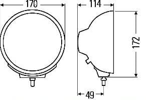 Reflektor Hella Luminator Compact Celis Black (białe szkło, z pozycją LED, Ref.37,5), nr kat. 1F1 009 094-041
