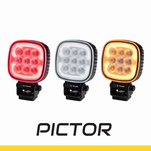Lampa robocza SKYLED Pictor 45F, 12-48V, 45W, 4200 Lm (światło rozproszone), światło pozycyjne białe/pomarańczowe/czerwone, nr kat. 13SL50712