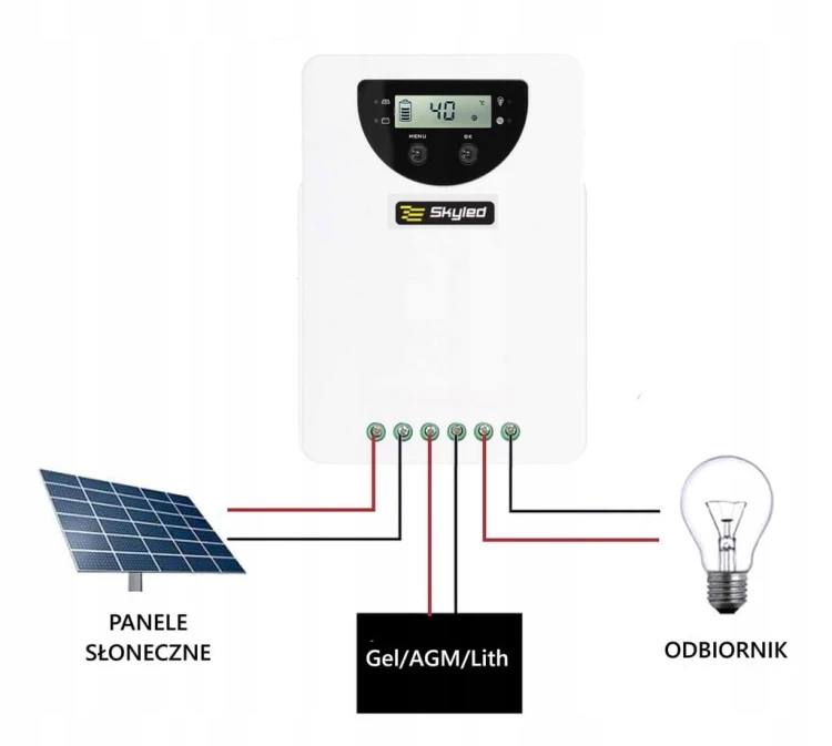 Regulator ładowania solarny Skyled MPPT 40A LCD Bluetooth, nr kat. 22MC4010BT
