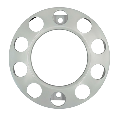 Osłona na felgę 22,5", malowana proszkowo na szaro, otwarty środek, mocowana na śruby, 10 otworów, PCD 335mm, nr kat. 16CM10VS22