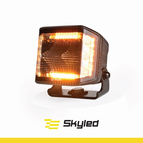 Lampa robocza SKYLED DARK ILLUSION FLASH QF70F ze światłem ostrzegawczym oraz doświetleniem bocznym 10-30V, 70W, 2194 Lm (światło rozproszone) R10/R23/R65, nr kat. 13SL50872F