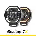 Scheinwerfer SKYLED SCALLOP 7X Ø178 (90W, mit weißem und orangefarbenem, dynamischem Positionslicht) R10/R148/R149
