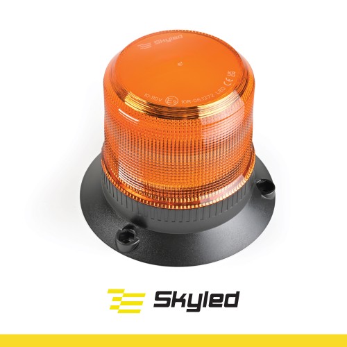 Światło ostrzegawcze (kogut) SKYLED 10-110V (3 śrubki, pomarańczowy klosz, R65) wys: 120 mm I śr: 145 mm