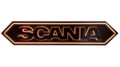 Podświetlany napis SCANIA (czarny) / romb (czarny) - pomarańczowe światło LED 24V
