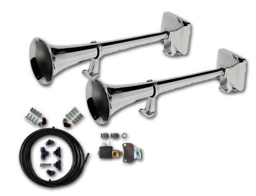 Zestaw sygnałów pneumatycznych HADLEY z zestawem montażowym i elektrozaworem 24V (chromowane, okrągłe, 48 i 56 cm), nr kat. H00859ENA24