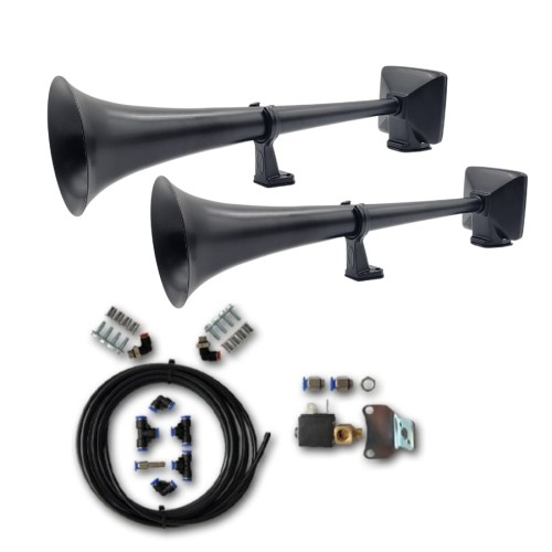 Zestaw sygnałów pneumatycznych HADLEY z zestawem montażowym i elektrozaworem 24V (lakierowane na czarny mat, okrągłe, 48 i 56 cm), nr kat. H00859LNA24